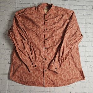 Wah Maker Frontier Mens XL Paisley Band Collar Western Shirt Terracotta Made USA